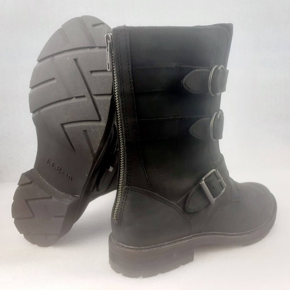 L.L.Bean BackZip Leather Insulated 3buckle Moto Biker Boot 6.5us/4.5uk